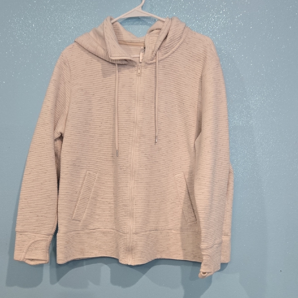 Active Life Heather Oatmeal Ribbed Hoodie - Light Neutral